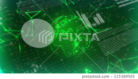 Image of data processing over globe Image of data processing over globe 115389505