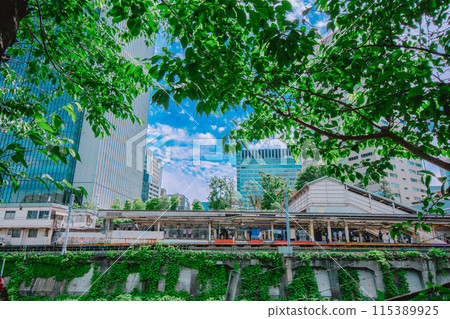 The platform at Ochanomizu Station, seen from the other side of the Kanda River The platform at Ochanomizu Station, seen from the other side of the Kanda River 115389925
