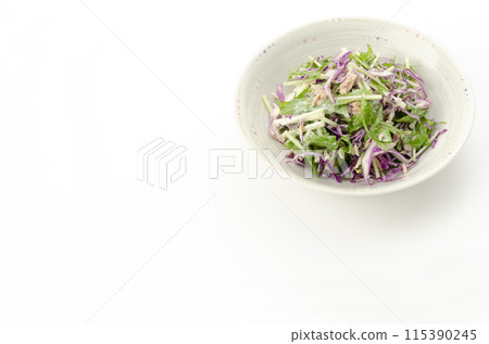 Purple cabbage and mizuna salad 115390245