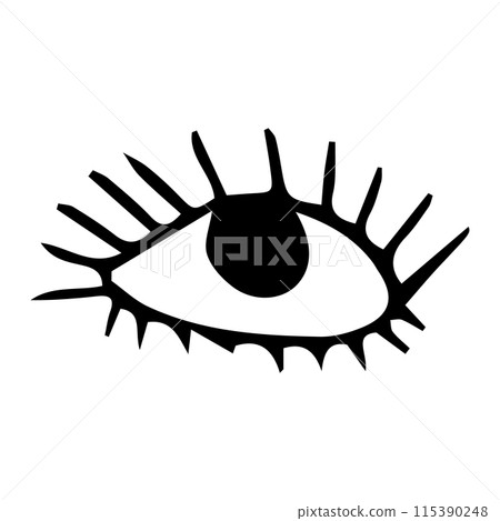 vector element eye doodle black and white image. vector element eye doodle black and white image. 115390248