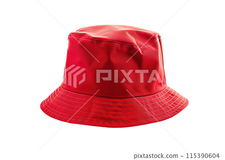 red bucket hat isolated on white red bucket hat isolated on white 115390604
