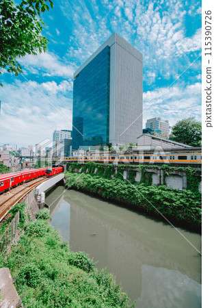 A train running through Ochanomizu Station, Tokyo A train running through Ochanomizu Station, Tokyo 115390726