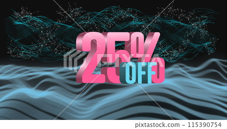 Image of 25 percent off over waves on black background Image of 25 percent off over waves on black background 115390754
