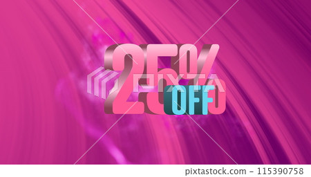 Image of 25 percent off over waves on pink background 115390758