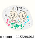 Its Twins, Girl and Boy, Gender Reveal Party 115390808
