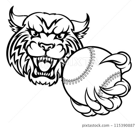 Wildcat Bobcat Cat Cougar Baseball Softball Mascot Wildcat Bobcat Cat Cougar Baseball Softball Mascot 115390887