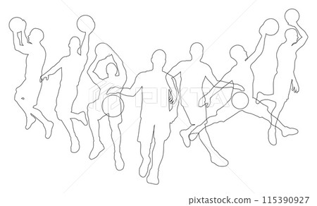 Basketball Silhouette Players Player Silhouettes 115390927