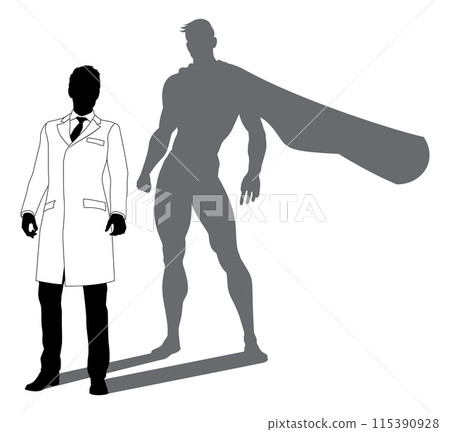 Superhero Scientist Super Hero Shadow Silhouette Superhero Scientist Super Hero Shadow Silhouette 115390928