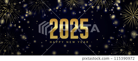 happy new year 2025 greeting card golden firework vector illustraion EPS10 happy new year 2025 greeting card golden firework vector illustraion EPS10 115390972