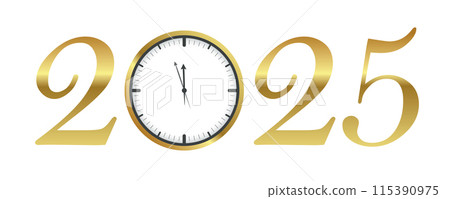 clock shortly before 2025 new year gold typography vector illustration clock shortly before 2025 new year gold typography vector illustration 115390975