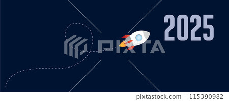 rocket launch flight to the next year 2025 vector illustration rocket launch flight to the next year 2025 vector illustration 115390982