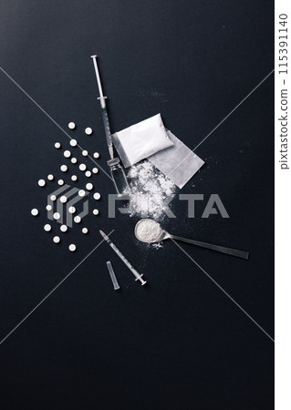 addictive drugs and syringes addictive drugs and syringes 115391140