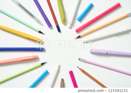 a variety of colorful pens a variety of colorful pens 115391231
