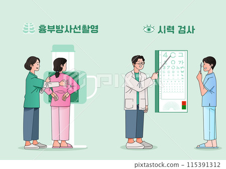 chest radiography and eye examination chest radiography and eye examination 115391312