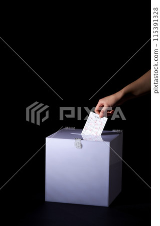 a hand with multiple ballot marks on it a hand with multiple ballot marks on it 115391328