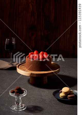 Strawberry chocolate cake and desserts 115391439