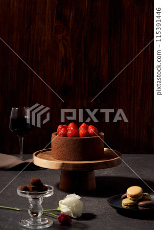 Strawberry chocolate cake and desserts 115391446