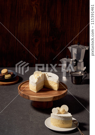 a slice of white cake 115391461