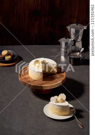 a slice of white cake 115391462