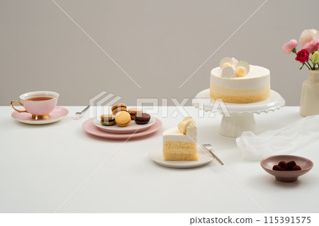 a variety of delicious desserts 115391575