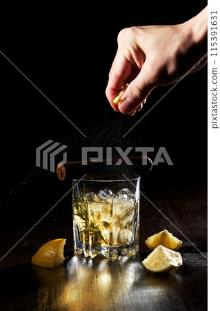 Lemon juice in a glass of ice Lemon juice in a glass of ice 115391631