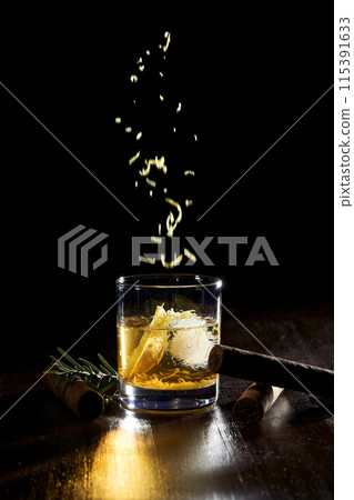 The way you put the lemon peel in the glass 115391633