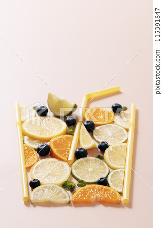 Citrus fruit cross section shaped like a juice cup Citrus fruit cross section shaped like a juice cup 115391847