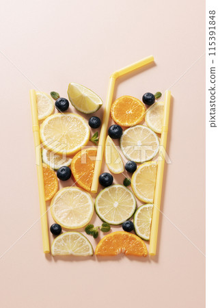 Citrus fruit cross section shaped like a juice cup Citrus fruit cross section shaped like a juice cup 115391848