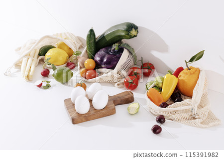 a variety of fresh salad vegetables and fruit ingredients a variety of fresh salad vegetables and fruit ingredients 115391982