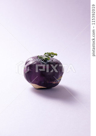 a piece of fresh purple colabi with a light purple background a piece of fresh purple colabi with a light purple background 115392019