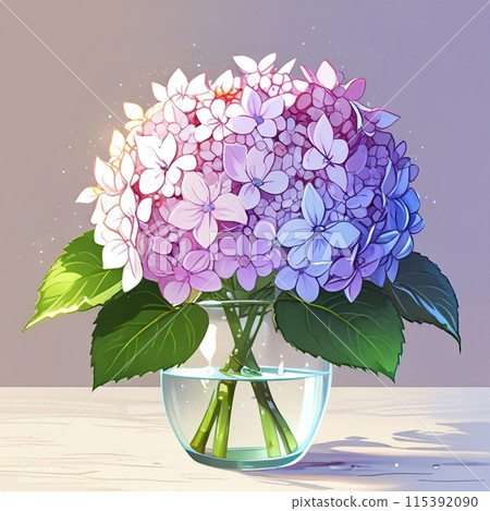 粉紅色的繡球花插在花瓶裡 115392090