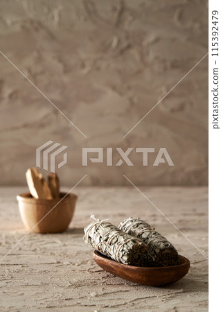 Palosanto and Smudge Stick in a Wooden Canister 115392479