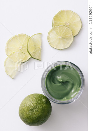 Fresh lime and green cosmetic cream 115392664