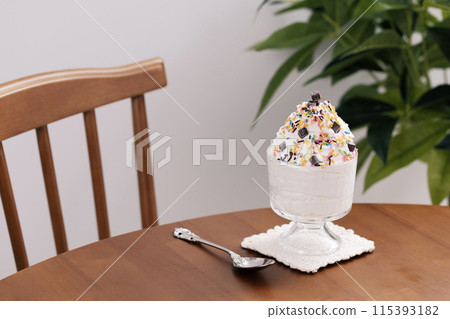 Summer cool ice cream dessert 115393182