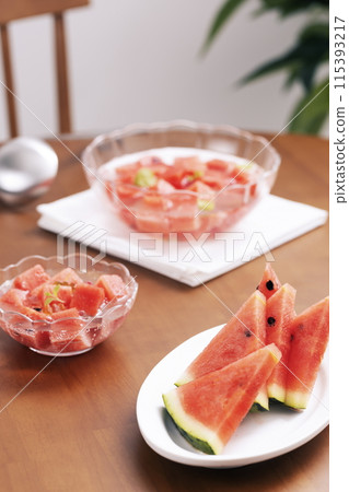 Summer cool watermelon salad 115393217
