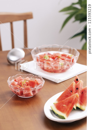 Summer cool watermelon salad 115393219