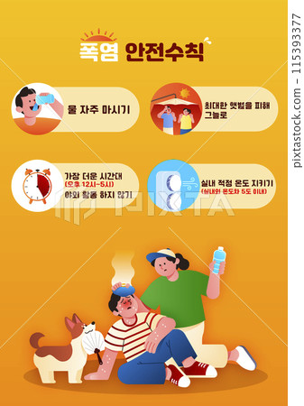 People sitting in the heat and the heat wave safety rules 115393377