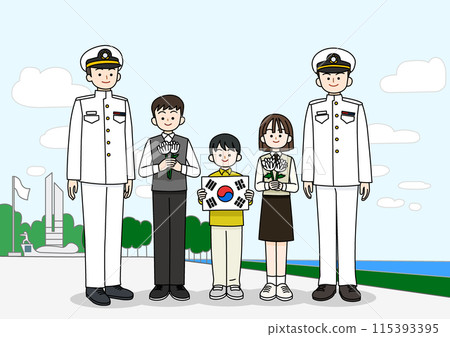 children holding national flags and chrysanthemums and soldiers in conquest children holding national flags and chrysanthemums and soldiers in conquest 115393395