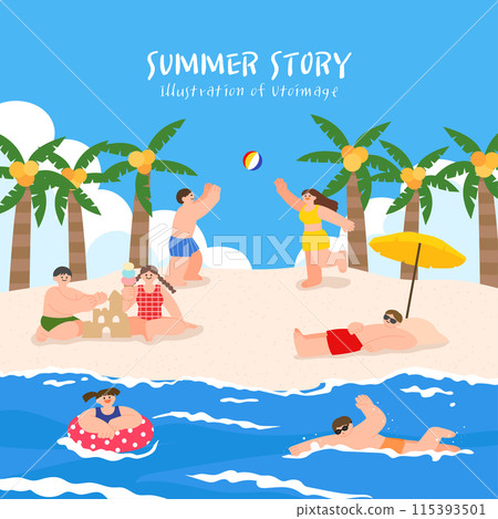 people enjoying the tropical resort beaches 115393501