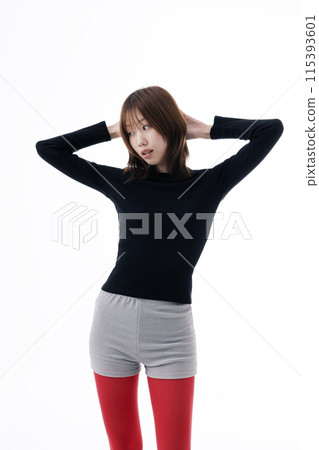 Korean Woman in Micro Shorts Costume 115393601