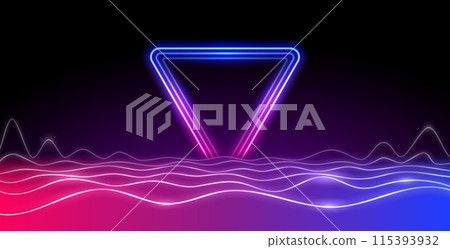 Red and Blue Neon Background with Triangle Frame 115393932