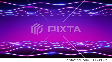 Abstract Wavy Neon Background in Retro Wave Style 115393943