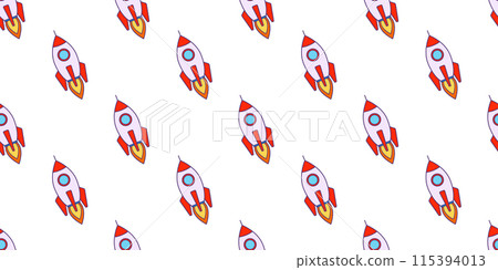 Seamless pattern with violet space rocket on white background. Childish repeat backdrop. Simple allover pattern Seamless pattern with violet space rocket on white background. Childish repeat backdrop. Simple allover pattern 115394013