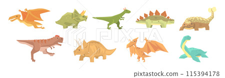 Funny Dinosaur Character with Cute Snout Vector Set 115394178