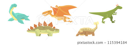 Funny Dinosaur Character with Cute Snout Vector Set 115394184