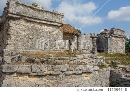 Tulum ruins archaeological site. Ancient Mayan Ruins in Riviera Maya, Mexico 115394248