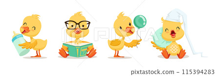 Little Yellow Duck Chick Different Emotion And Situation Vector Set Little Yellow Duck Chick Different Emotion And Situation Vector Set 115394283