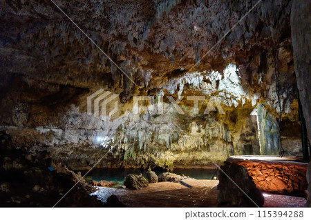 incredible natural pool of clear waters of cenote in Coba, Mexico incredible natural pool of clear waters of cenote in Coba, Mexico 115394288