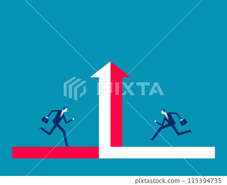 Business partner running to join direction together to success target 115394735