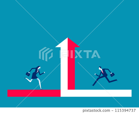 Business partner running to join direction together to success target 115394737